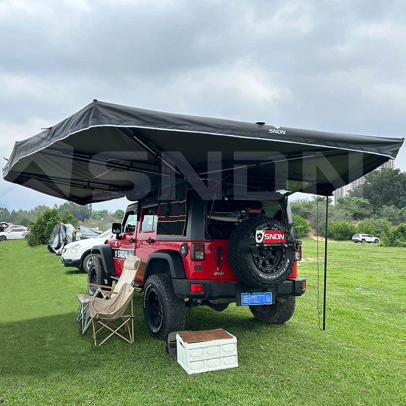 360 Car Awning,2.5M4x4 Shelter Large Shade Waterproof Oxford Canvas Car Side Umbrella Car Awning Freestanding 270-Degree Awning