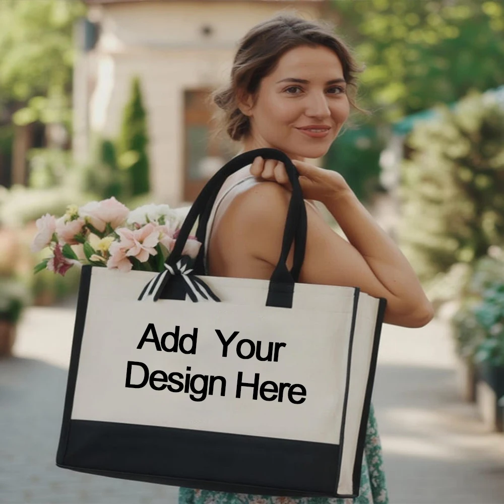 

Custom Beach Wedding Tote Bag Personalized Bride Bridesmaid Name Printed Durable Handbag Family Gathering Gift Bag