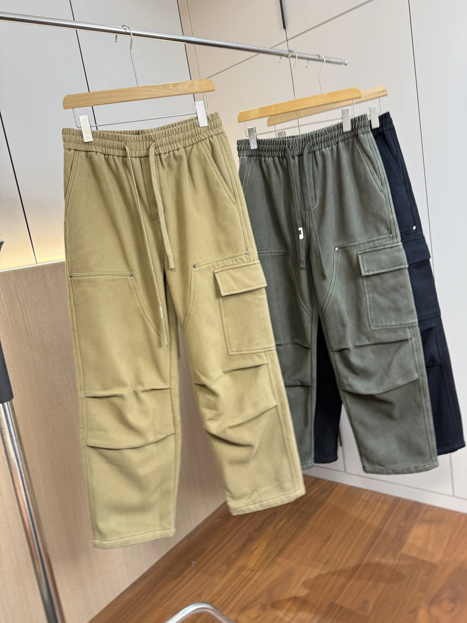 

American Sle Pure Cotton Workwear Pants Men's Autumn Winter Casual Straight Leg Multi ket Loose Fit Commuter Long Trousers