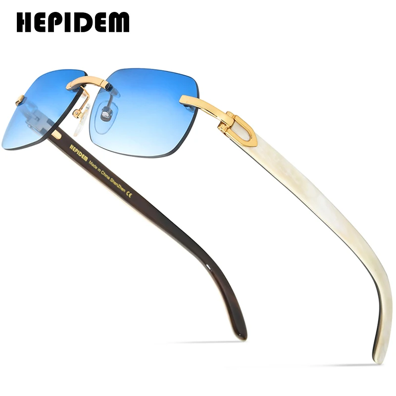 HEPIDEM Buffalo Horn Glasses Men Famous Brand Design Rimless Sunglasses Women Luxury Eyewear Horn-Rim Frameless Buffs Eyeglasses