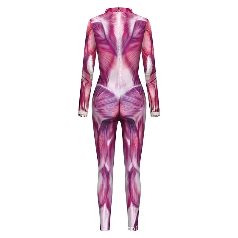 Damen 3D-gedruckter Skelett-Catsuit Jumpsuit Sexy Cosplay-Kostüm für Halloween-Party Modischer Cosplayer Aerial Yoga Bodysuit – Detail 22