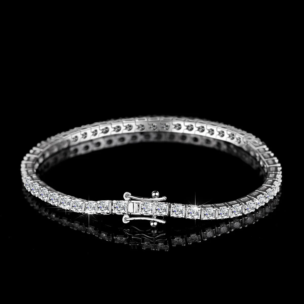 

Luxury Real 18k Gold rose gold Platinum PT950 Men Women's Moissanite Tennis Chain Bracelet 2.5MM Moissanite Diamond Bracelet