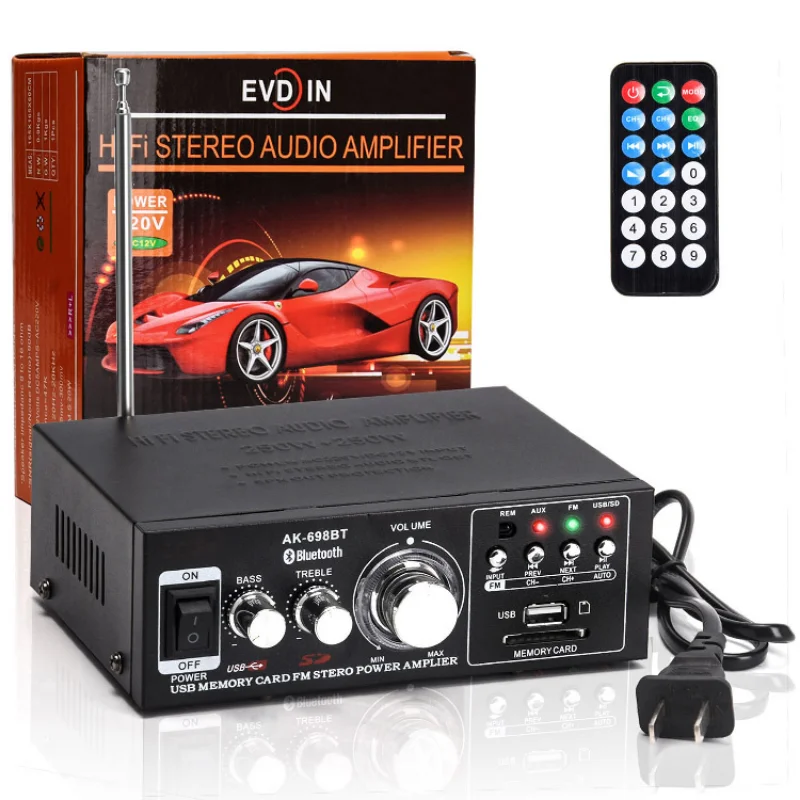 Audio Amplifier 250W+250W BT 5.0 Wireless Hi-Fi Stereo AK-698BT For Home Studio Car Amp