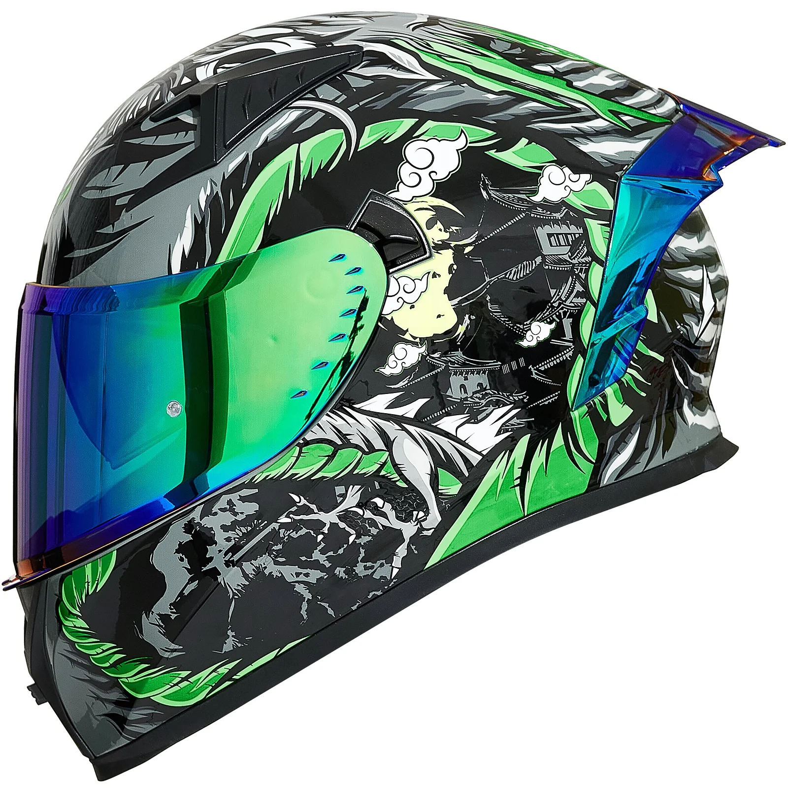 

DOT ILM Motorcycle Helmet Full Face with Pinlock Clear&Tinted Visors and Fins Motocross Casco Model Z501