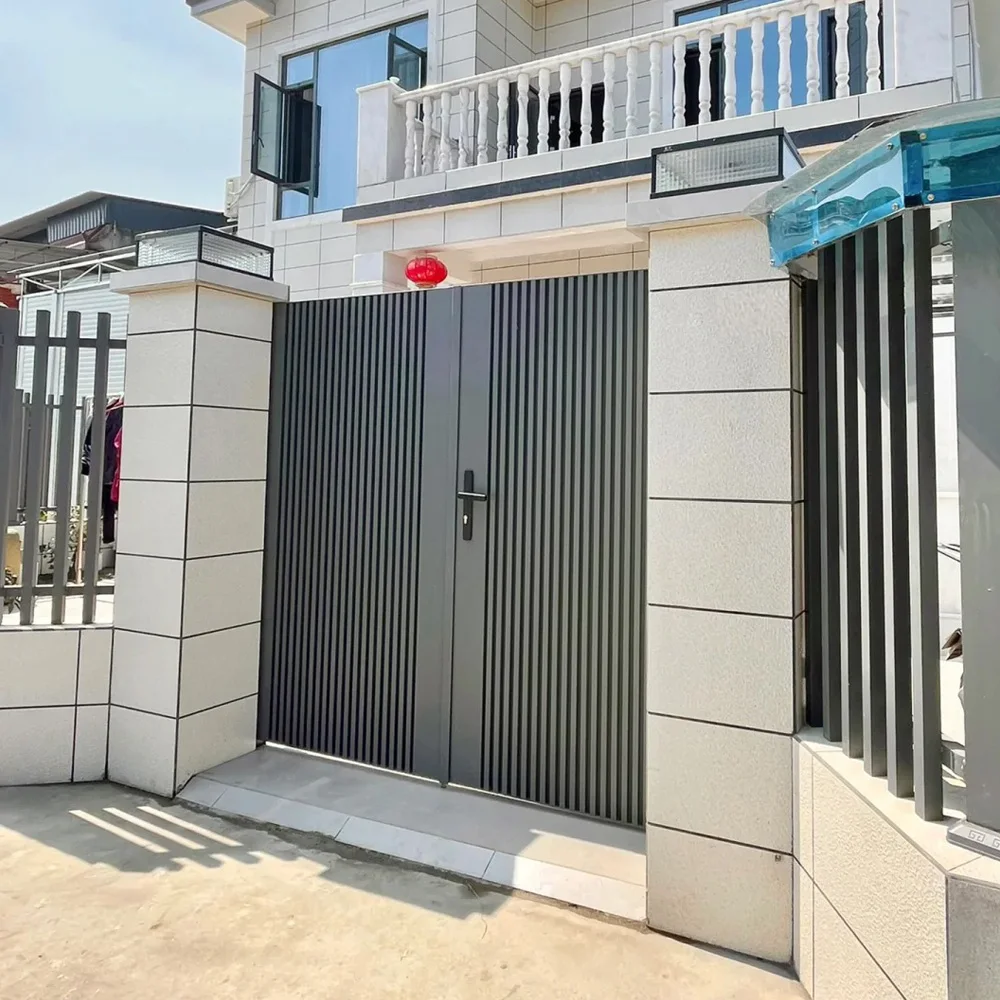 Custom Iron Cantilever Swing Gate Modern Residential Entry Automatic Driveway Outdoor Security Heavy