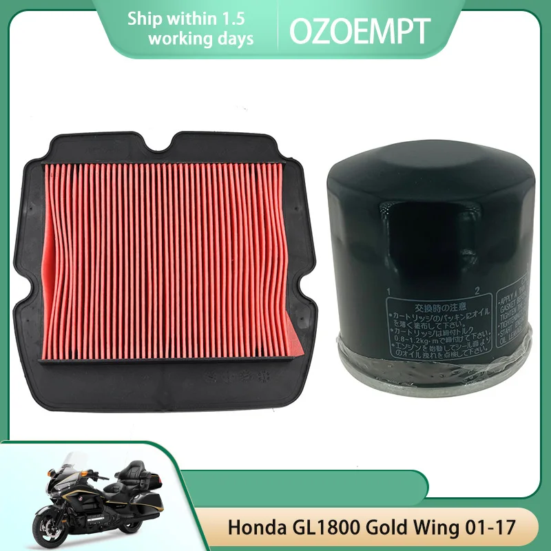 

OZOEMPT Motorcycle Air & Oil Filter Set Apply to Honda GL1800 Gold Wing 01-17