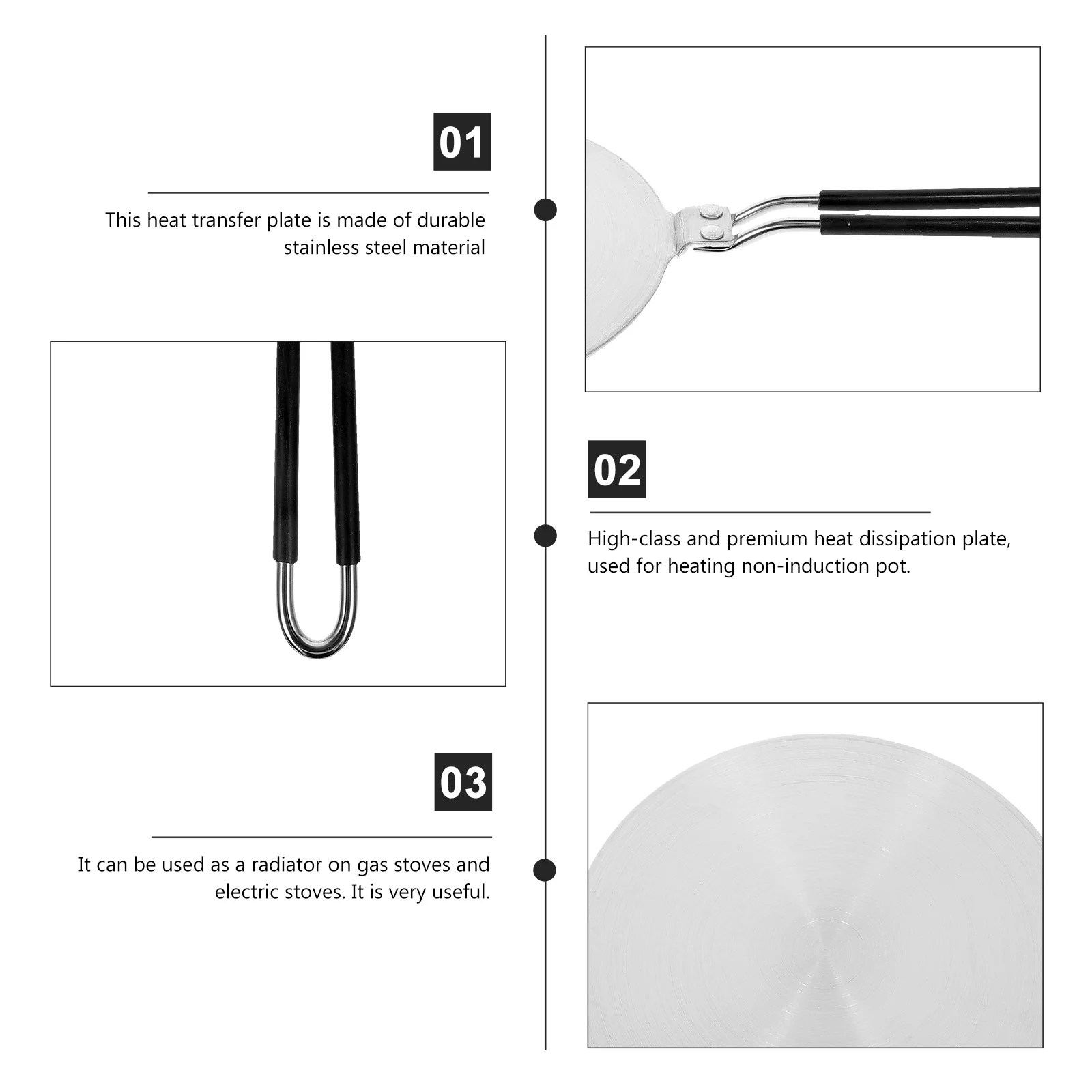 

Stainless Steel Induction Plate Kitchen Heat Diffuser Premium Heat Dissipation for Non-Induction Pots Gas Electric Stoves