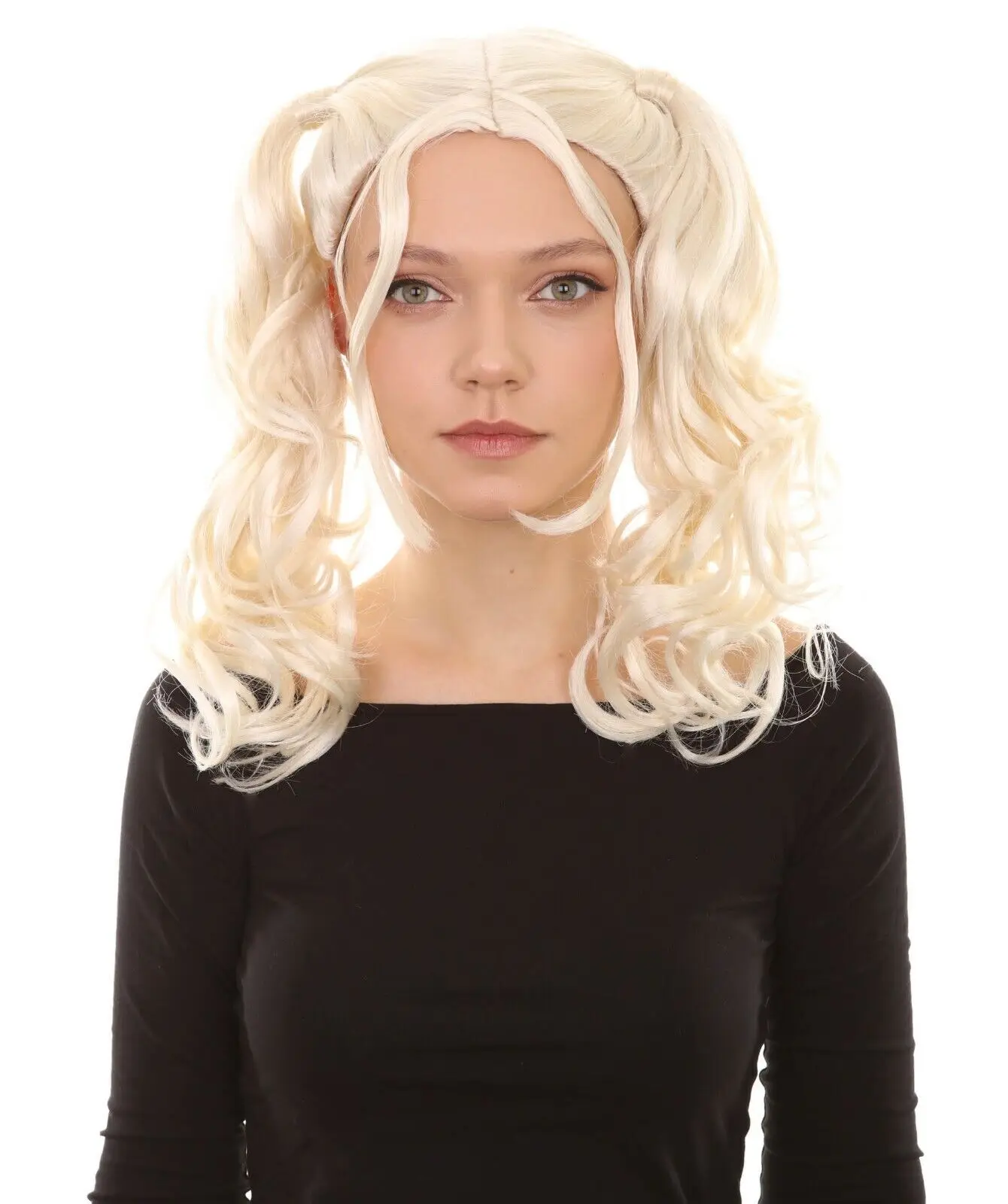 

Women Blonde Dolly Curly Wavy Pigtail Wig Halloween Cosplay Party Fancy HW-301
