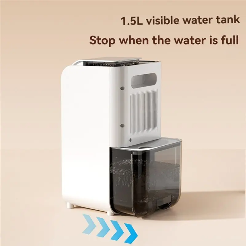 DTEW-Portable Mini Dehumidifier 6L/Day Moisture Absorber 1.5L Tank Quiet Air Dryer For Home Bedroom Office Closet