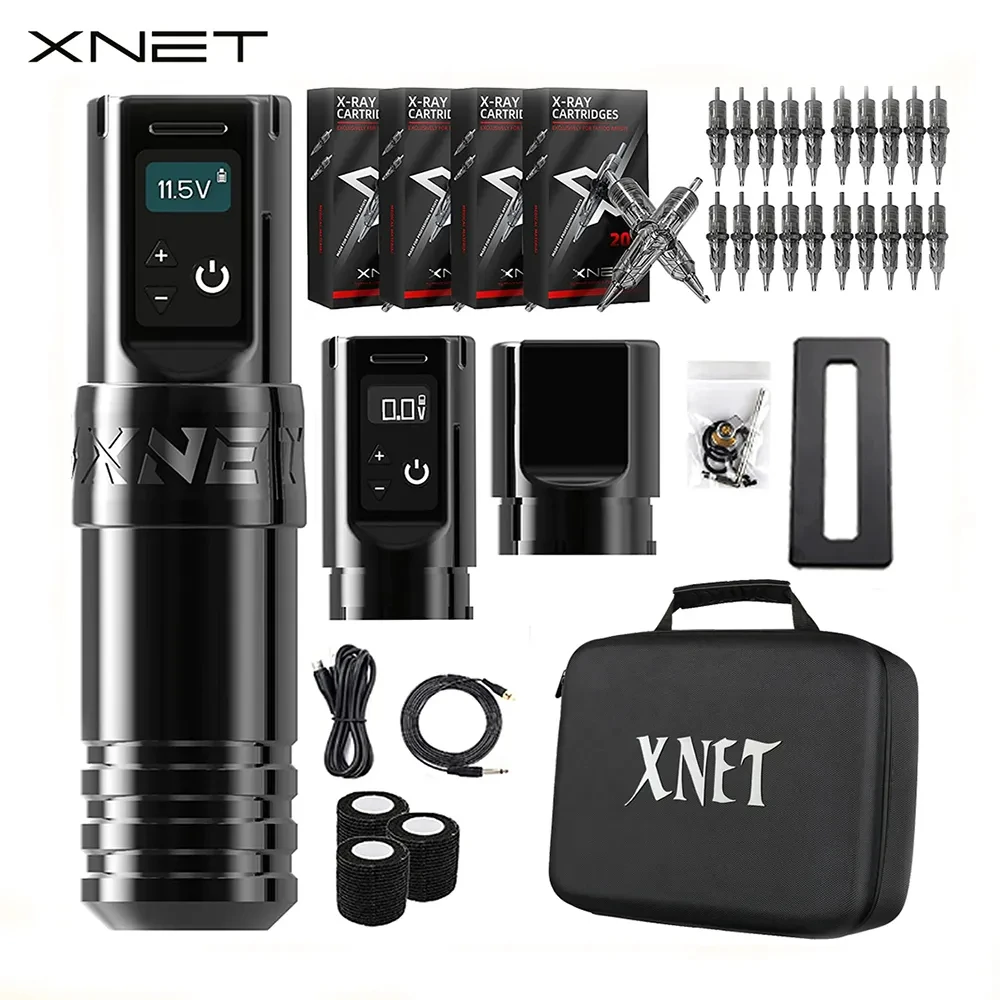 

Xnet Torch Wireless Tattoo Machine Pen Kit Coreless Motor with 2400mAh Battery 80Pcs Mixed Cartridge for Tattoo Artist