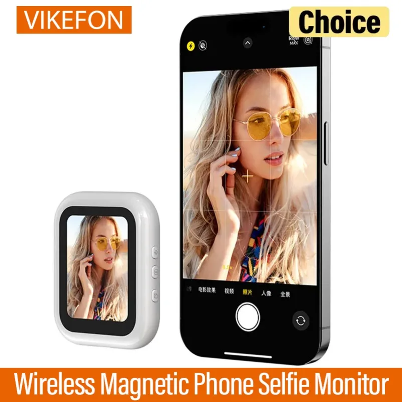 Smartphone Magnetic Rear Camera Selfie Monitor Mini Wireless Real‑time View Screen for TikTok Youtube Vlog Live Video Making