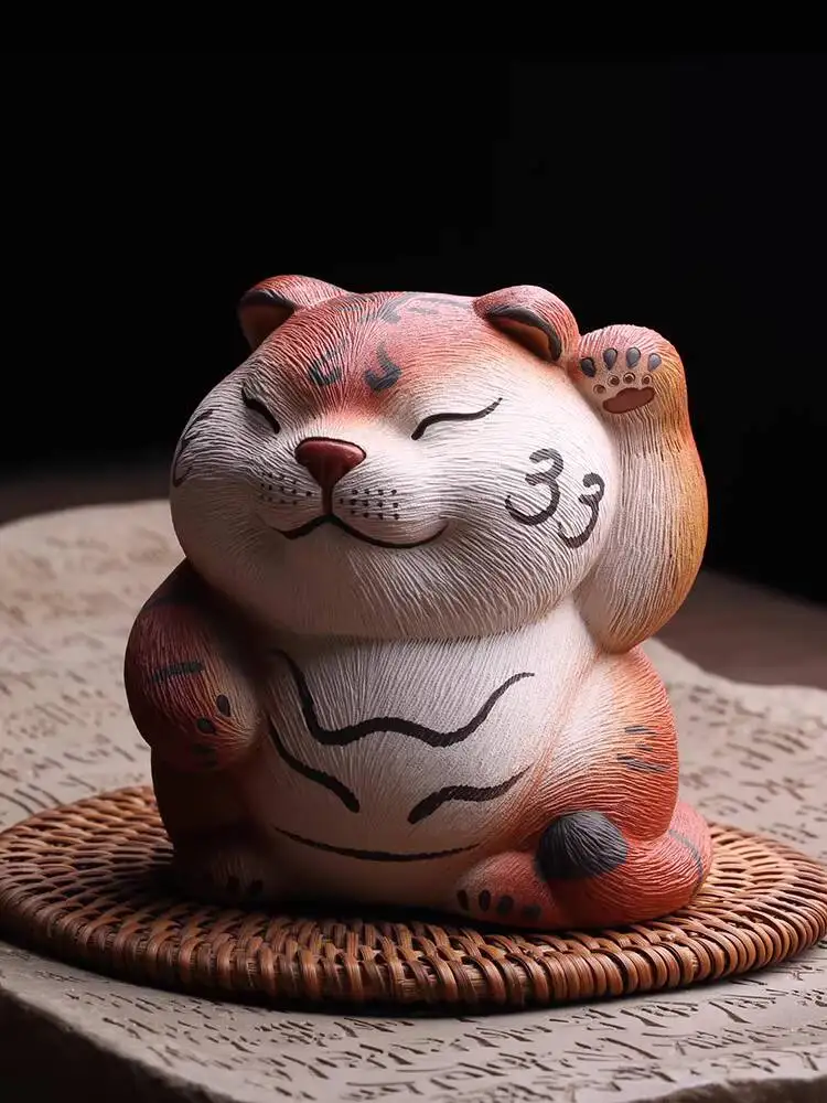 Yixing Original Purple Clay Pet Decoration, Fortune Tiger, Fully Handmade By Renowned Artists, Premium Accessory, Can Be Used