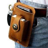 Mobile Phone Waist Bag Men's Genuine Leather Outdoor Sports Waist Bag Work Mobile Phone Crazy Horse Leather Men's Waist Bag