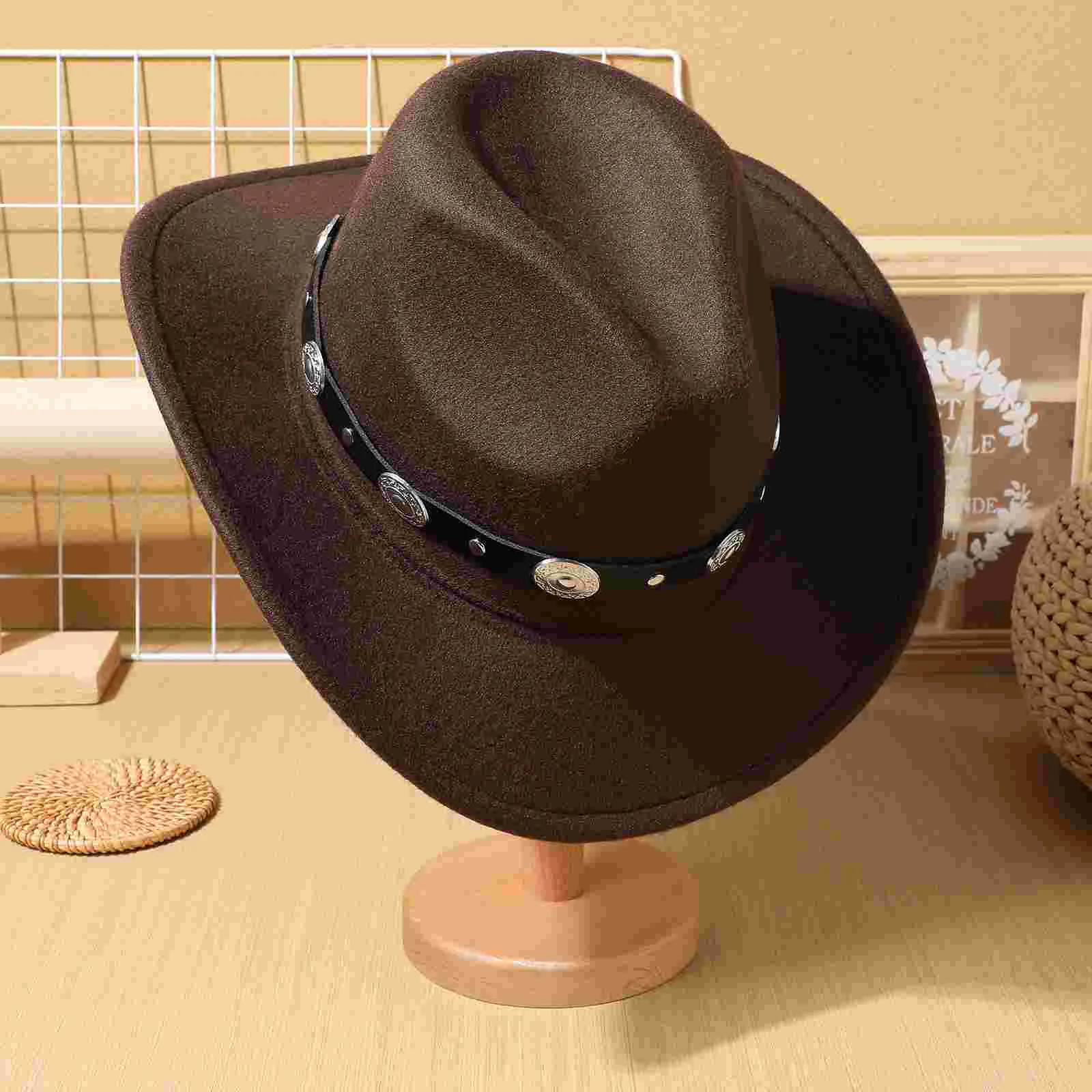 Cowboy Hat Cowgirl Costume Wide Brim Men Hats Outdoor Dress Up Polyester (polyester Fiber) Felt Man Top