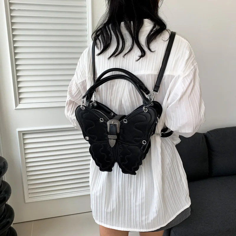 JIAERDI-Bolsa Crossbody Gótica para Mulheres, Mochila Bordada em Forma de Borboleta, Streetwear Punk Feminino, Bolsa Criativa, Tendência Menina