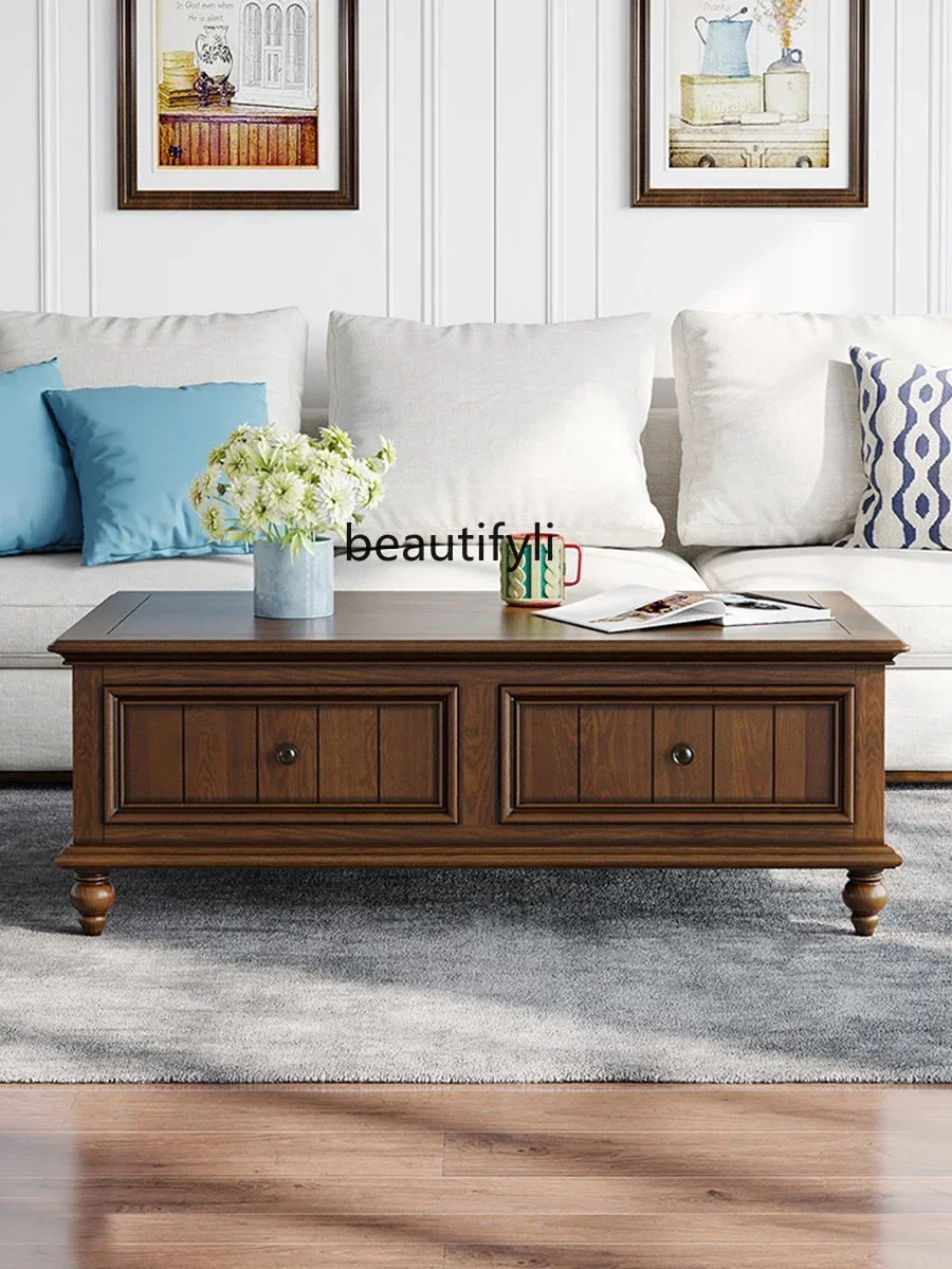 

K18 American Retro Solid Wood Coffee Table Living Room TV Cabinet Unit French Coffee Table Tea Table