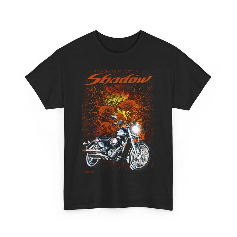 Hot Shadow 600 T Shirt The Biker Skull Motorcycle Tee for Custom Bobber Rider Fans V Twin Gift Apparel Cotton T-shirt Unisex