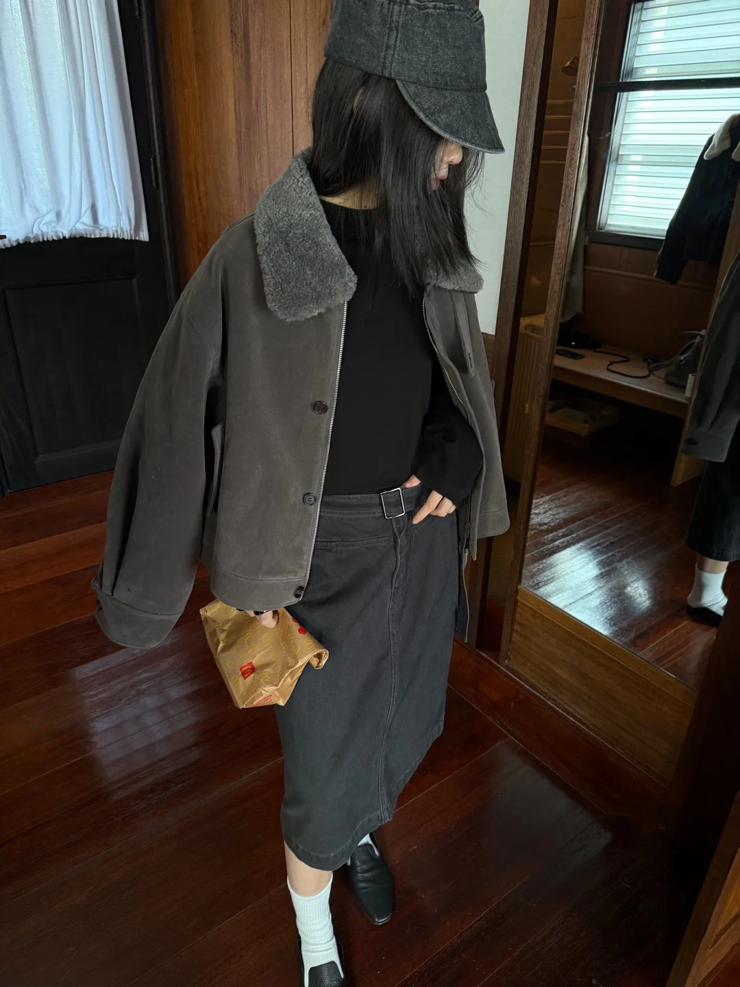 

Retro Suede Lamb Fur Collar Detachable Autumn Winter Cotton Jaet Ladies Casual Sle Stand Fit Long Sve Thiened Cotton