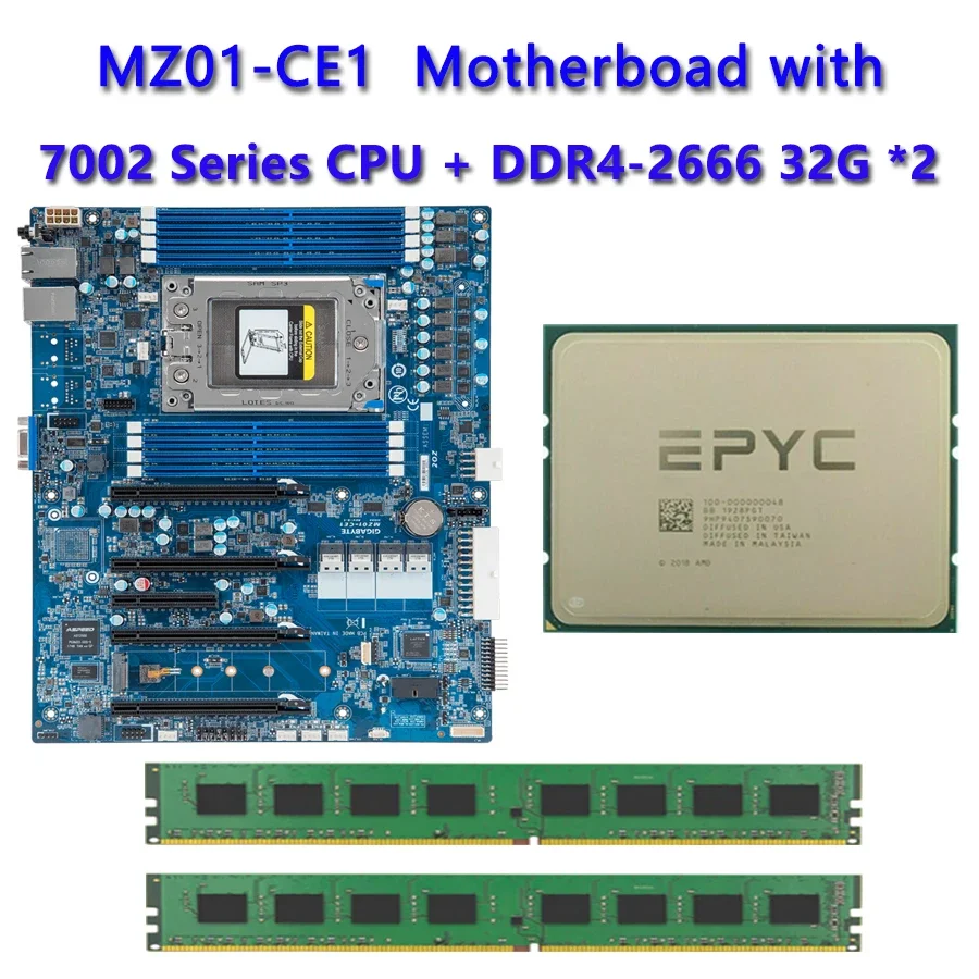 

MZ01-CE1 REV.2.X Motherboard + 64GB DDR4-2666 RAM EPYC 7502P 7452 7402 7402P 7352 7302 7302P 7282 7272 7262 7252 7232P CPU