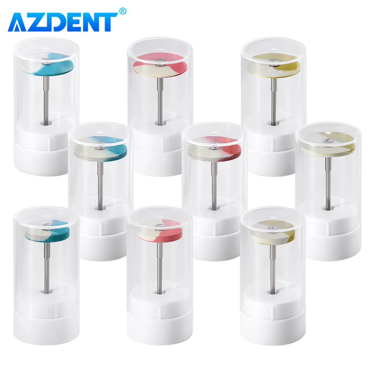 Dental Rubber Diamond Polisher Wheel AZDENT Disc HP 2.35mm La Dentistry Tool for Porcelain Zirconia Restorations 26*2mm/22*3mm