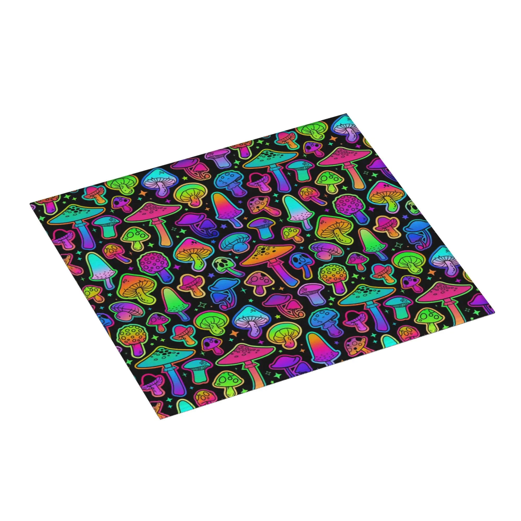 Psychedelic Magic Rainbow Mushrooms Non Slip Kitchen Counter Protector Mat Barware Tableware Bathroom Drying Mat For Kitchen