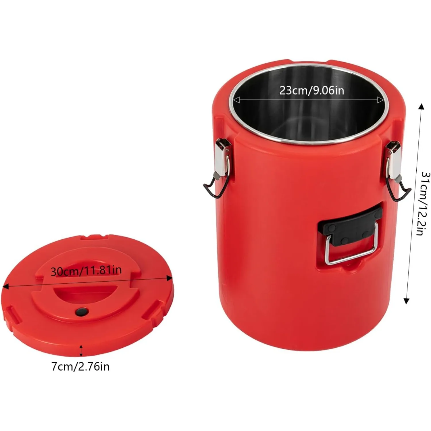 201 Stainless Steel Insulated Soup Container Commercial Food Warmer for Hot or Cold Food, 20L Hot Box for Catering, Food Cooler with Lid, Handles, Soup Carrier for Restaurant, Canteen, Home