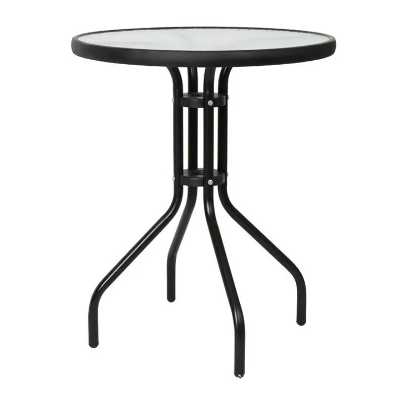 

Outdoor Folding Glass Table, Simple Water Ripple Casual Dining Table, Portable Outdoor Garden Scenic Table