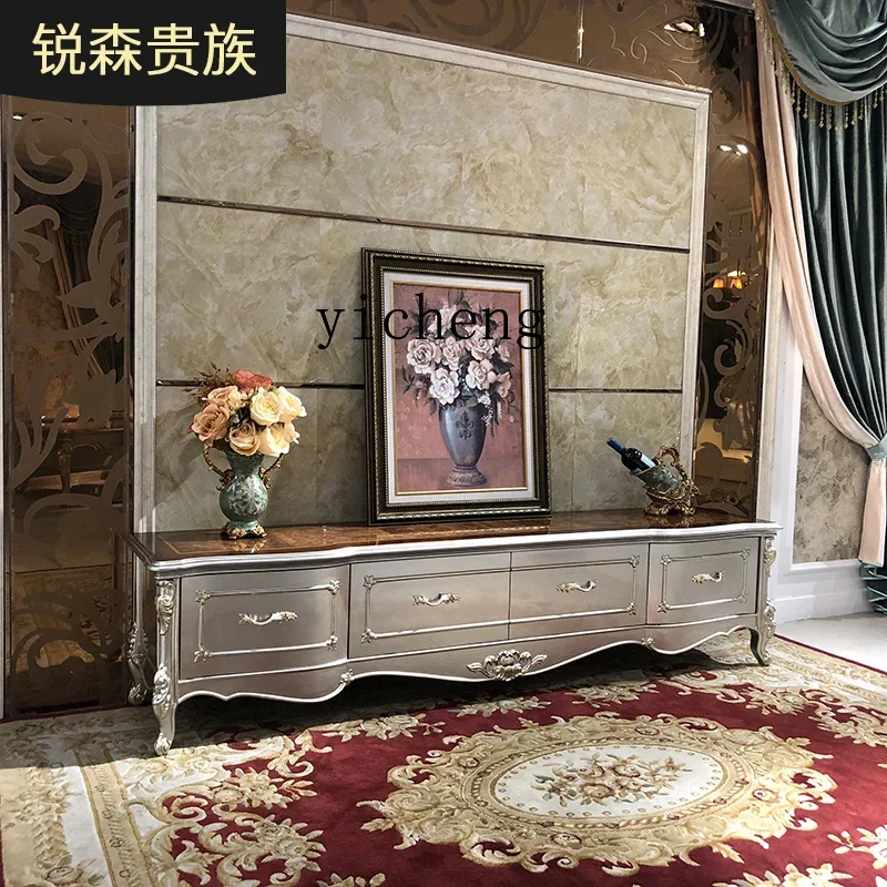 GZ TV Cabinet Living Room Bedroom Solid Wood Carved 2.2m Floor Cabinet Bedroom TV Stand