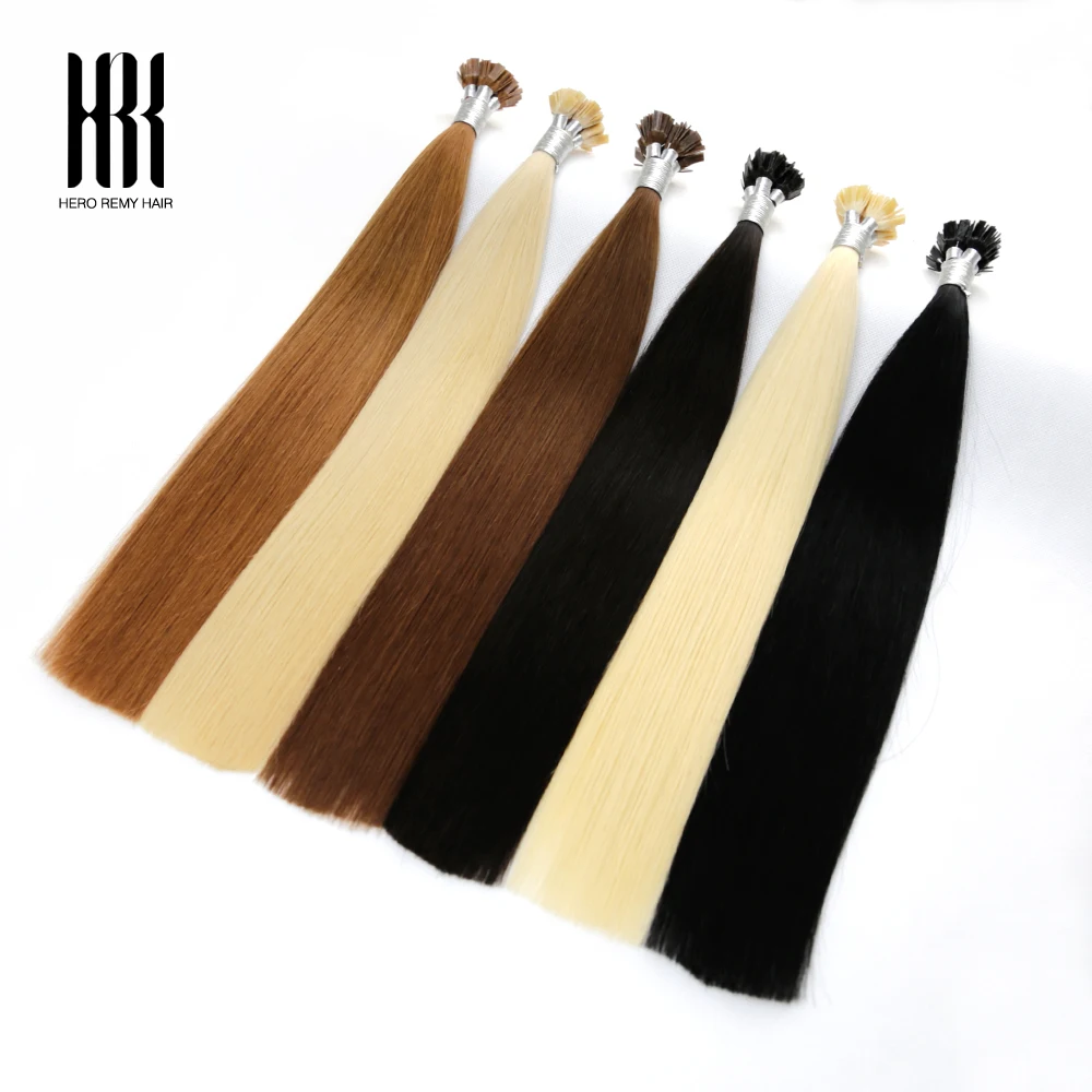 Hero Remy Hair Fusion Flat Tip Hair Extensions Highlights Color Keratin Glue Prebonded 100% Human Hair Extensiones 0.7g/strand