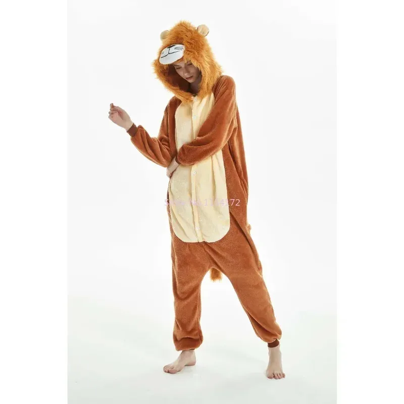 

qq34Lion комбинезон женский фланелевой кигуруми для взрослых цельная пижама с животными кигуруми одежда для сна