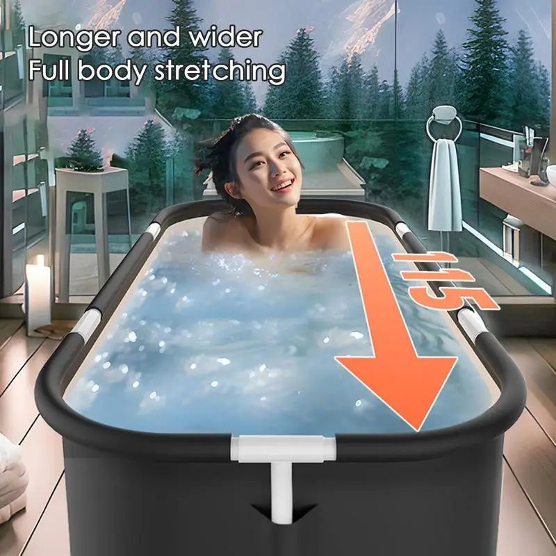 Portable Folding Bathing Bucket for Adults Full Body Household Thicken PVC Multiple Layer Bathtub Family SPA Soaking Tub