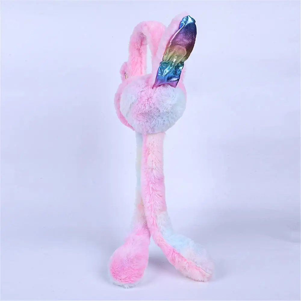 with Jumping Moving Ears Rainbow Airbag Earmuffs Soft Comfortable Winter Warm Ear Covers Fluffy Earflaps Christmas Holiday