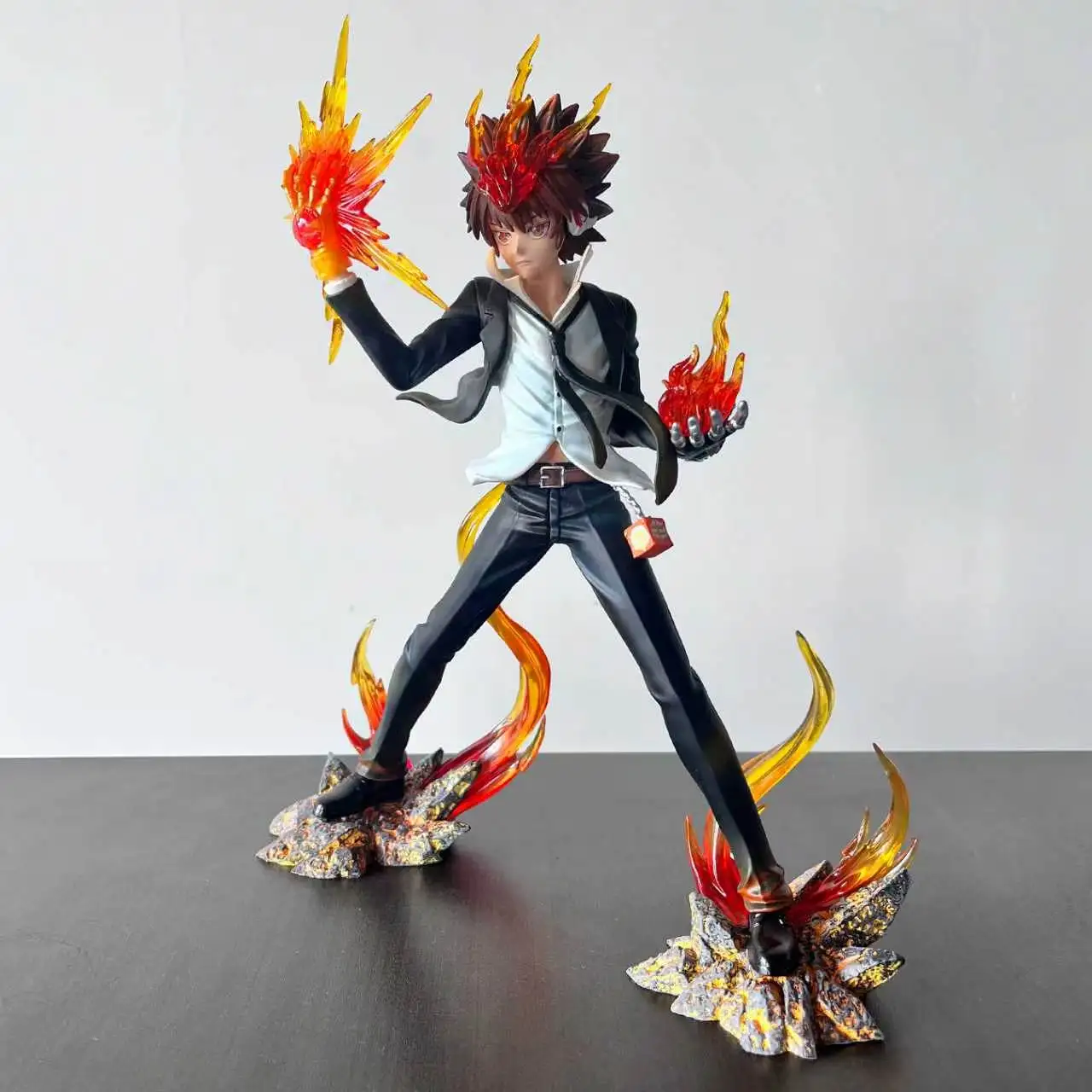 

In Stock Anime Periphery Hitman Reborn! 28CM Sawada Tsunayoshi Anime Figure Desktop Model Ornaments Collection Toys Gift