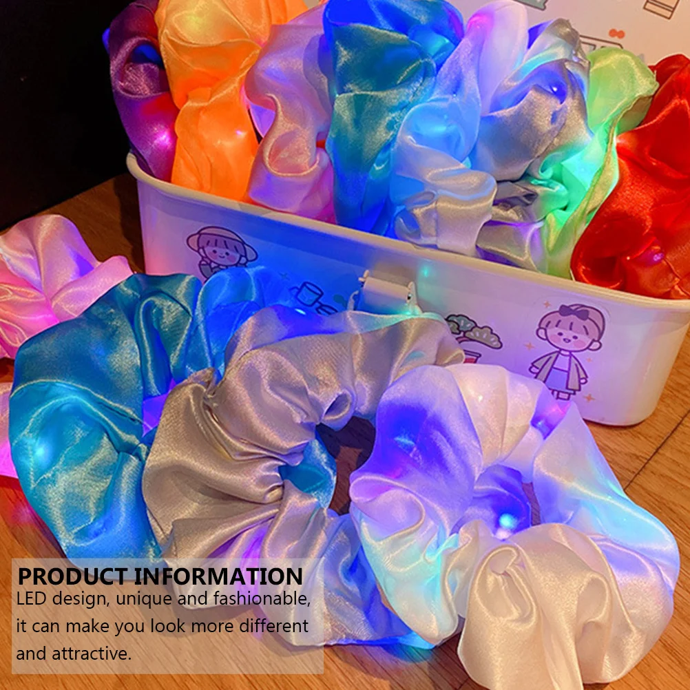 

8pcs Led Glow Large Intestine Rings Luminous Headwear For Party Stage Night Light Hair Accessories Decorative Hairband Hair