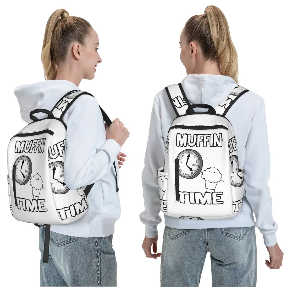 It Is Muffin Time (With Text) Backpack Daypack Large Capacity Kids BookBag School Bag Shoulder Bags for Men Women