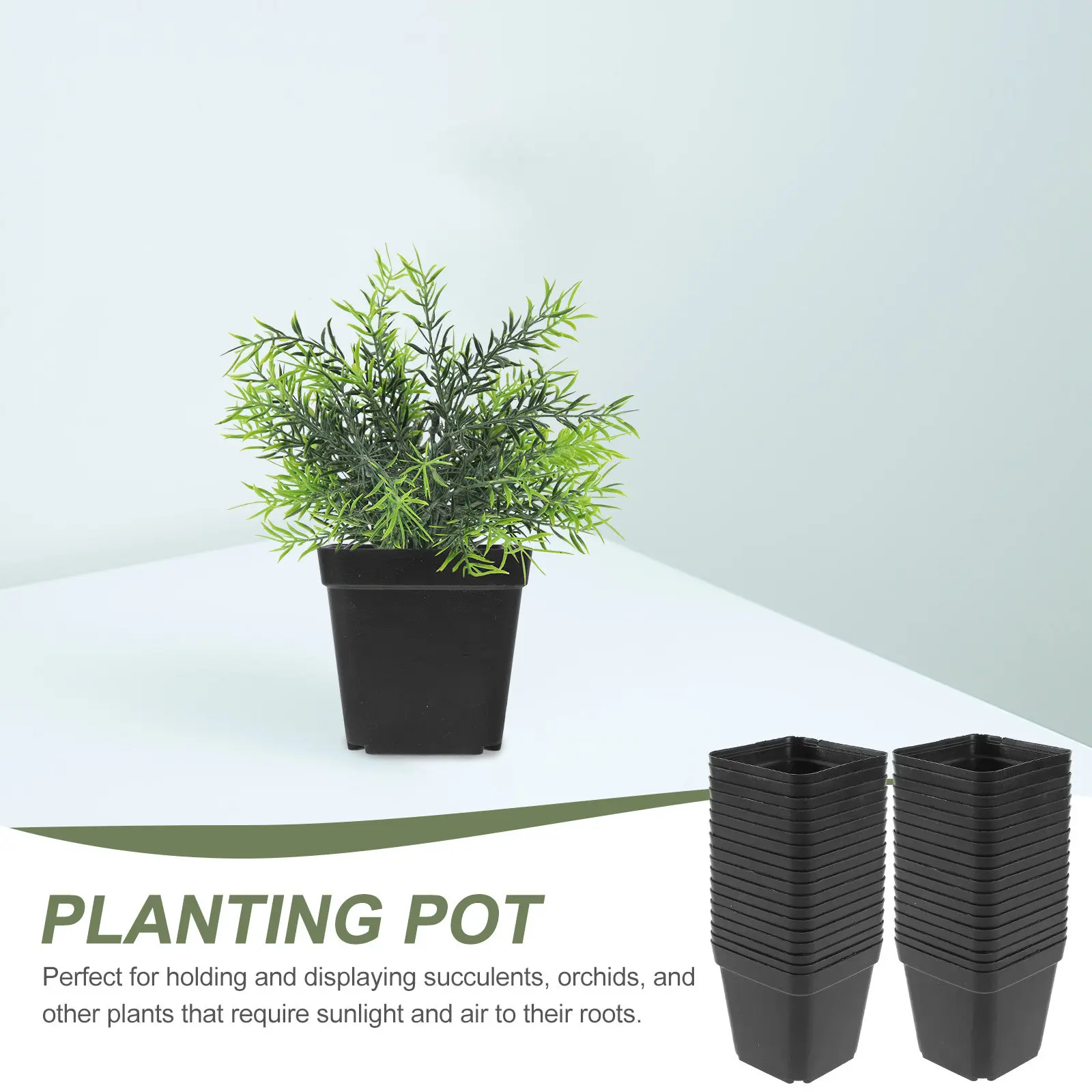 100Pcs Plastic Flower Pots Square Mini Succulent Planters Black Promotes Root Growth Ventilation Drainage for Succulent Plants