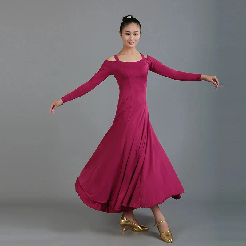 National Standard Ballroom Dance Skirt High-end Modern Dance Dress Sexy Long Sleeve Suspenders Evening Party Outfitsg