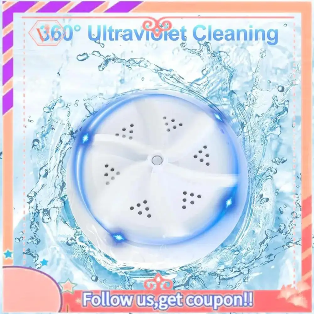 AT84-Foldable Washer Foldable Washer Bucket Portable Personal Clothes Washer Ultrasonic Turbine Washer For Socks Underwear