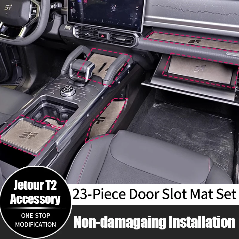 

23Pcs For Chery Jetour T2 Traveler 2023+ Door Slot Mats Center Console Wireless Charging Anti Slip Pad Car Interior Accessories