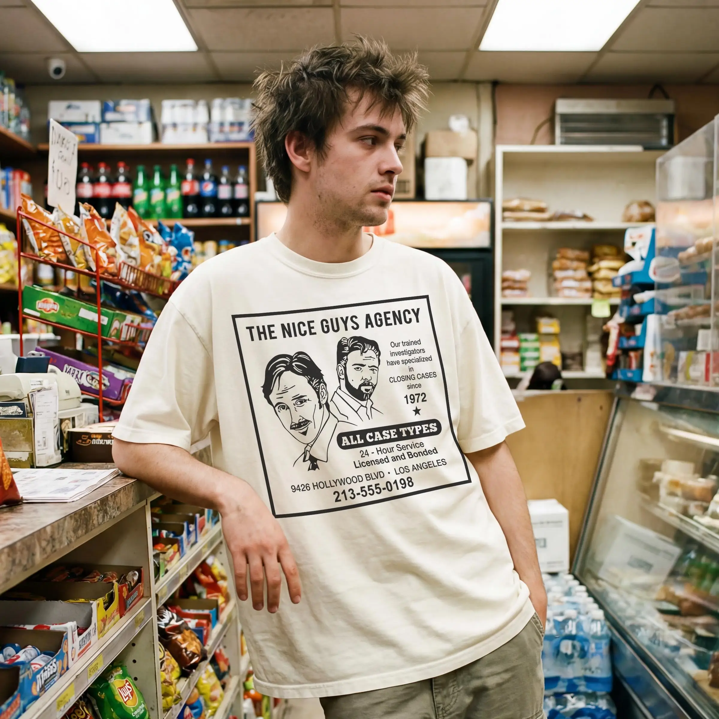 The Nice Guys Agency Graphic Tee, Funny Retro Movie T-Shirt