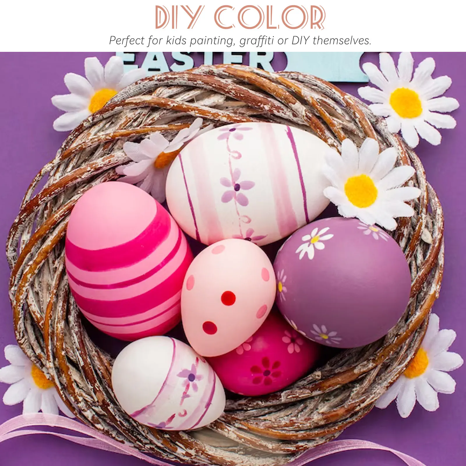 

30Pcs Lifelike Artificial Chicken Eggs Plastic Material for Painting Practice Graffiti Art Education Pretend Play Creative Craft