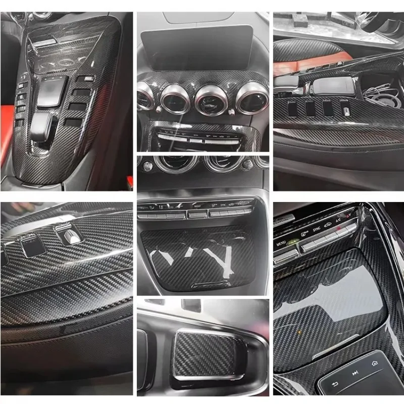 SUNMAX for GT Interior 7pcs Carbon Fiber Dashboard Center Console Panel Cove Trim C190 R190 GTS GTR 2019-2023