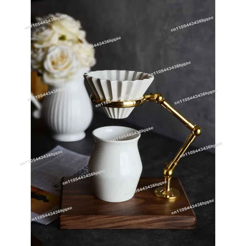 Hand Brewed Coffee Holder Set V60 Filter Cup Brass Holder, Origami Filter Cup Coffee Pot Coffee Filter Holder