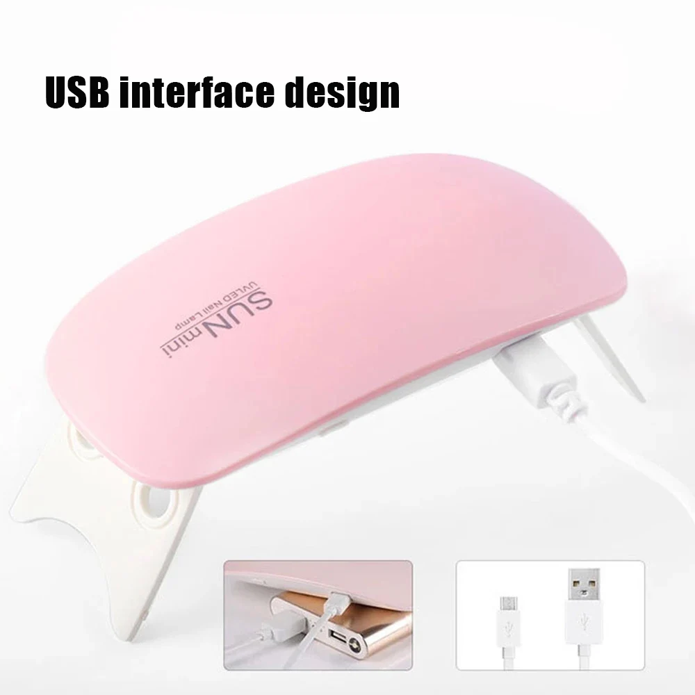 6W Mini Nail Dryer Machine Portable 6 LED UV Manicure Lamp Home Use Nail Lamp For Drying Nails Polish Varnish With USB Cable