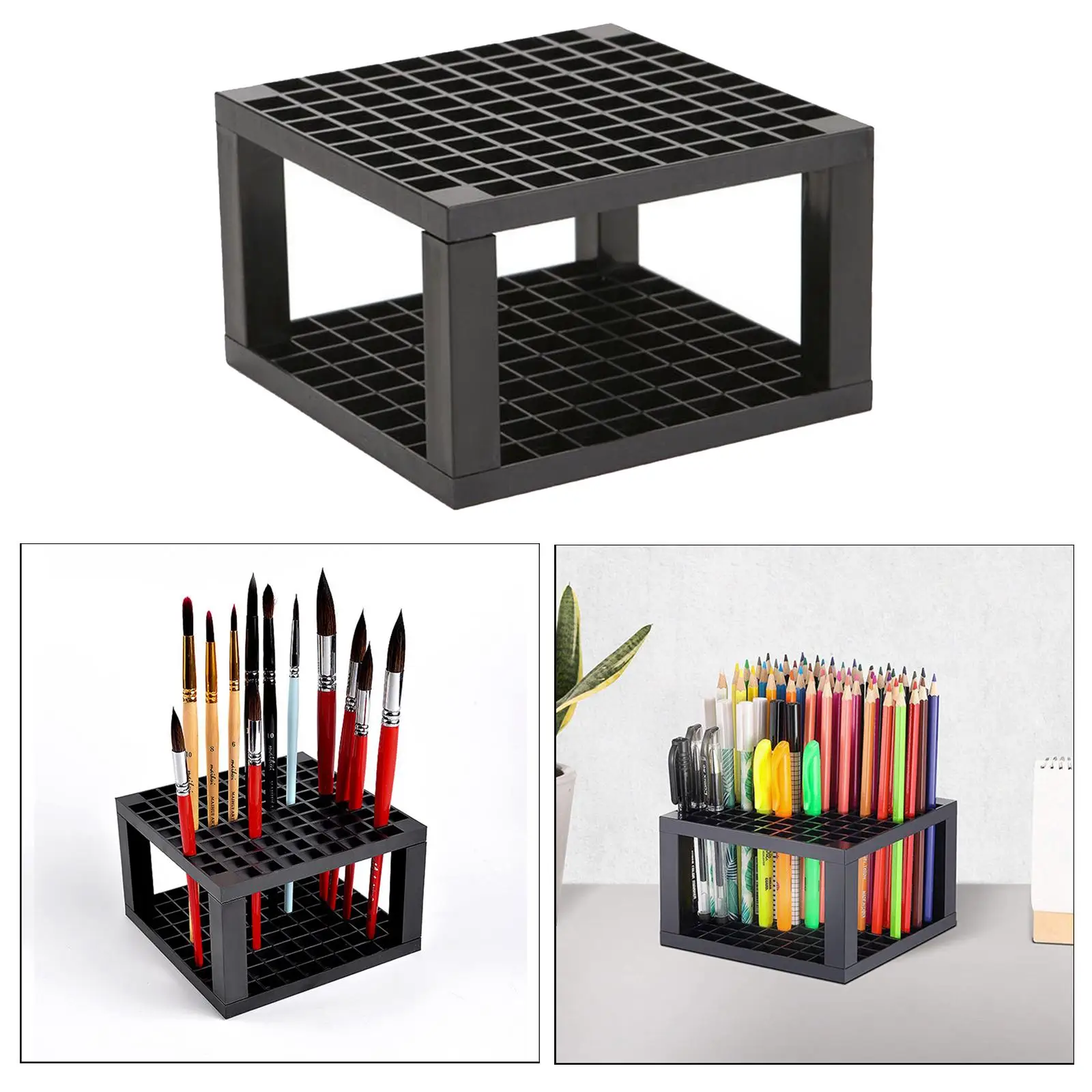 Folding Pen Holder Stand Durable 96-Hole Organizer Desk Pencils Storage Rack