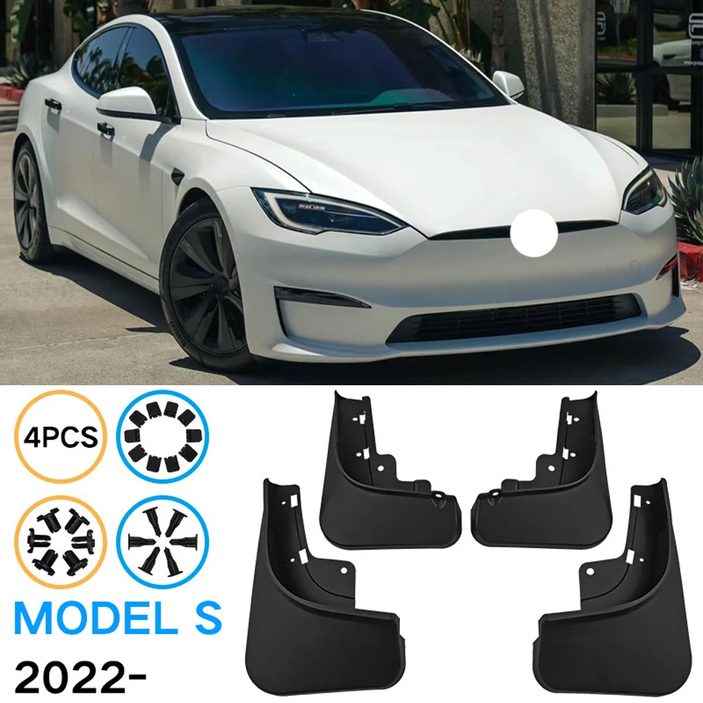 

MudFlaps For Tesla Model S 2022 2023 Mud Flaps Splash Guard Mudguards Front Rear Fender Auto Styline Car Accessories