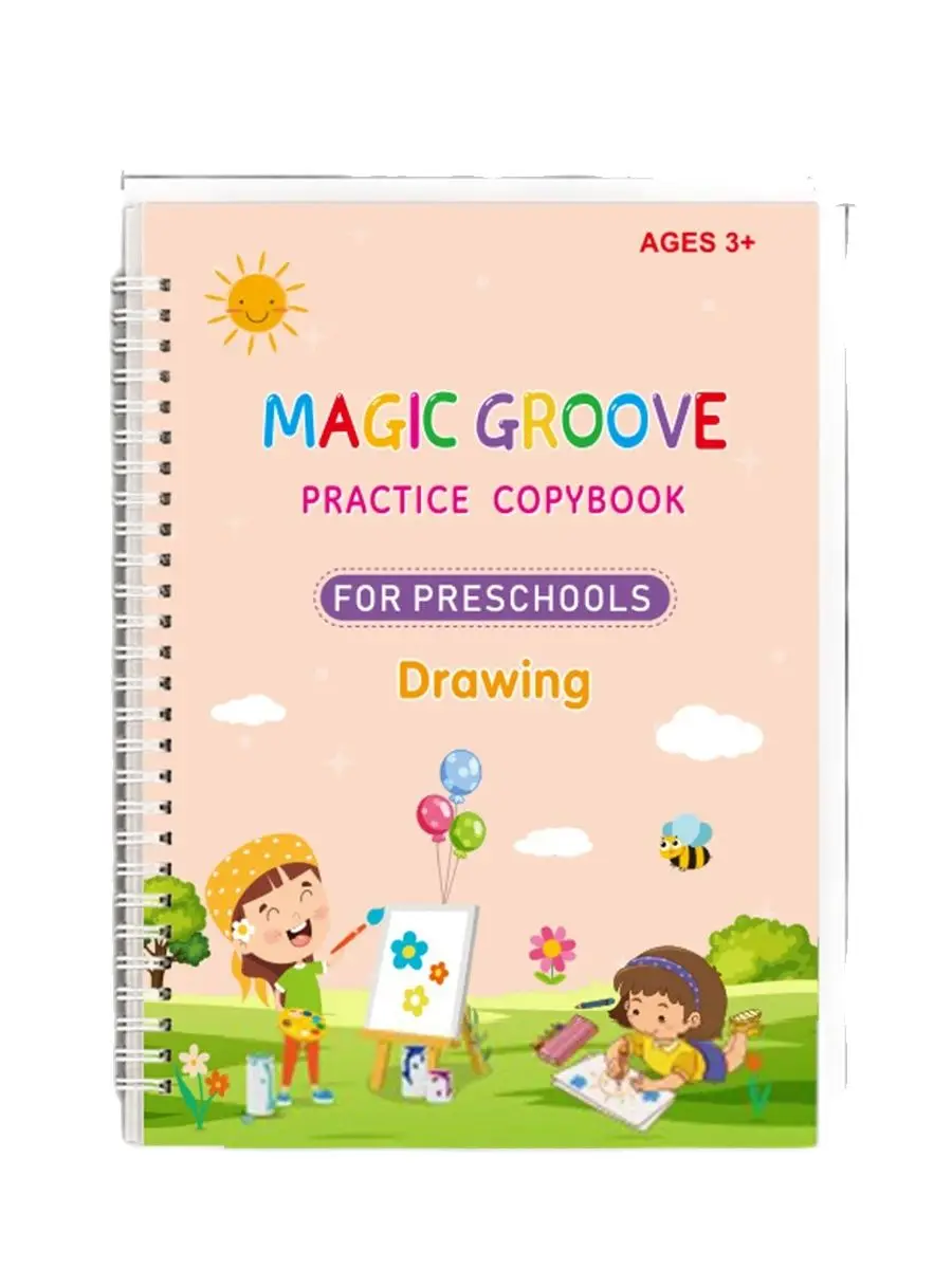 4-teiliges Set Magische Übungsstifte für Vorschulkinder, Kalligraphie Englisch, Abwischbare Wiederverwendbare Schreibbücher für Kinder – Detail 2