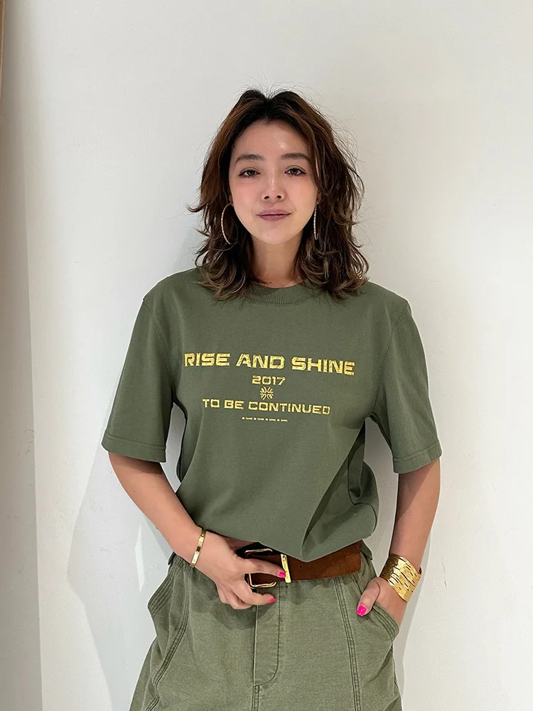 

LEDIM WANG Women's Casual Cotton T-irt ort Sve Printed Straight Fit Spring Faion Casual Wear Versatile ort Sve Top