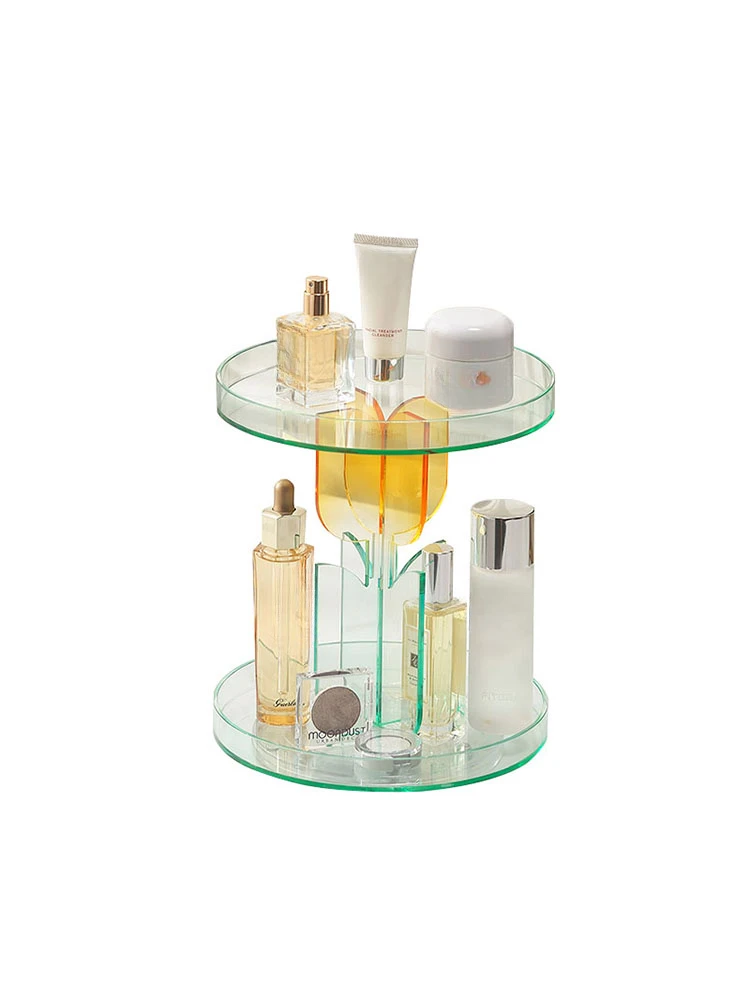 Light luxury cosmetics storage box, high-end skincare product storage rack, transparent dressing and finishing