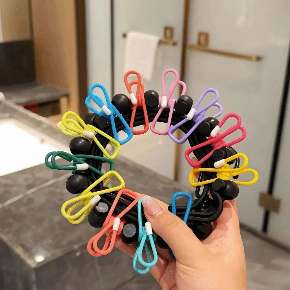 1.8 M Retractable Clothesline Elastic Stretch Non-slip Stretch Clothesline with 12 Clips Windproof Elastic Clothes Drying Rack